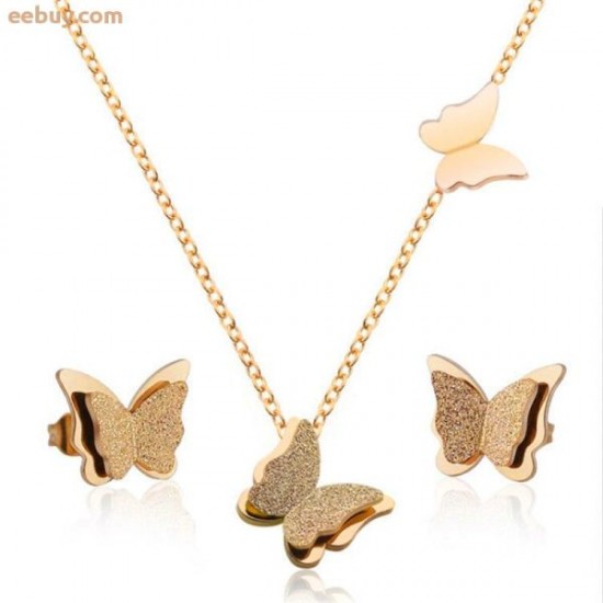 Wholesale Ladies Gold Butterfly Jewelry Set Wholesale Ladies Gold Butterfly Jewelry Set